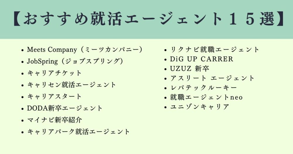 おすすめの就活エージェント15選