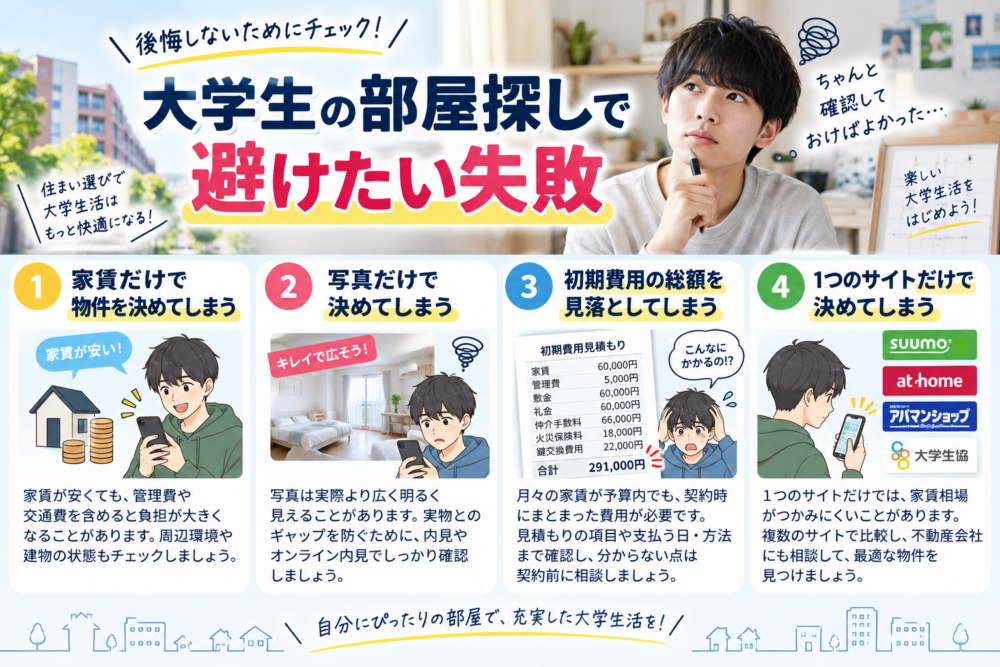 大学生が部屋探しで避けたい失敗例